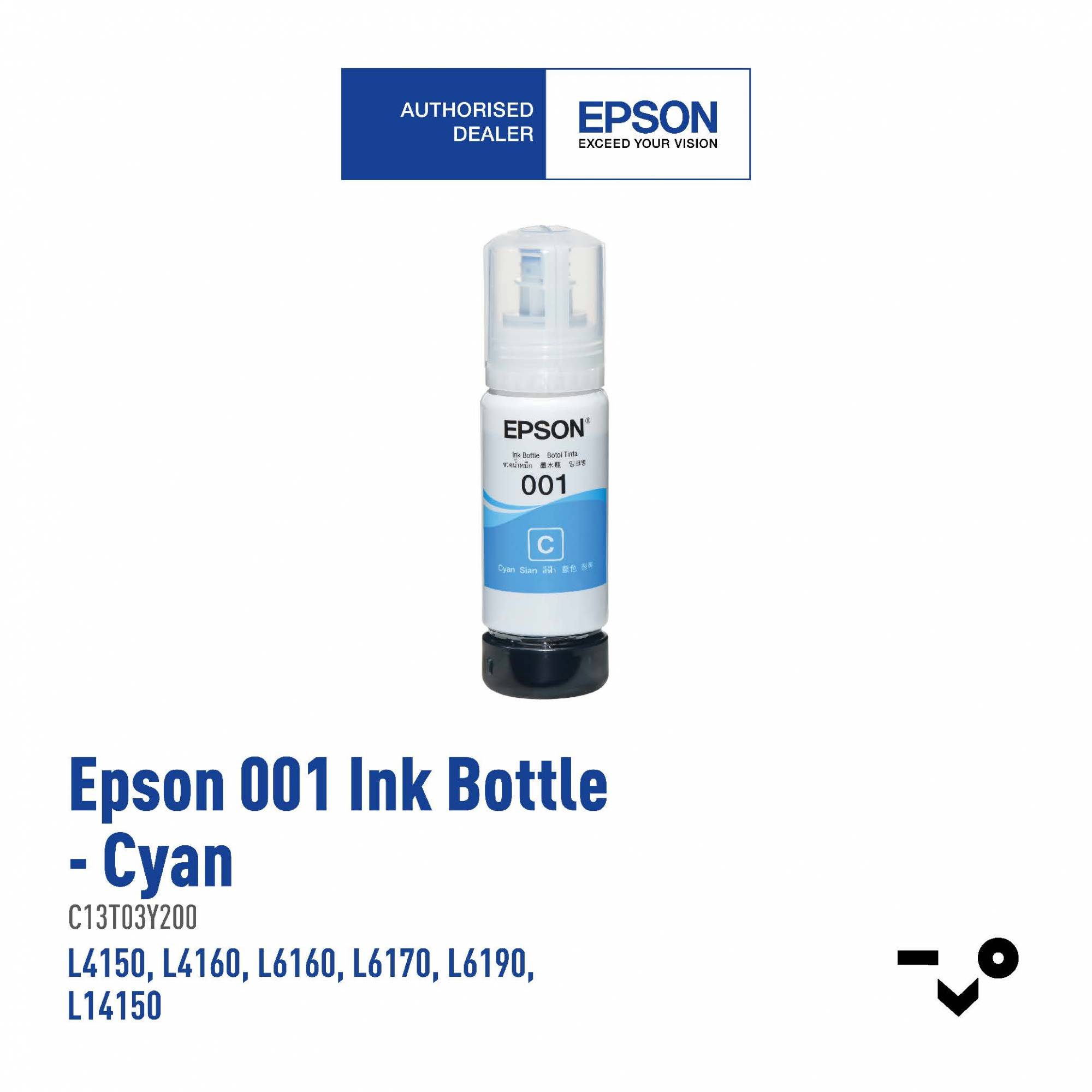 Epson Ink Bottle 001 (Y100/Y200/Y300/Y400) Black/Cyan/Magenta/Yellow